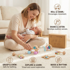 Wooden Baby Gift Set – Rattle & Musical Toy Set for Newborns