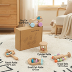 Wooden Baby Gift Set – Rattle & Musical Toy Set for Newborns