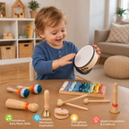 Wooden Musical Instrument Set – Montessori Percussion & Rhythm Learning Toys for Kids