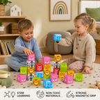 Toddler-Safe 4.2 cm Safari Animal Magnetic Building Cubes – STEM Learning Blocks
