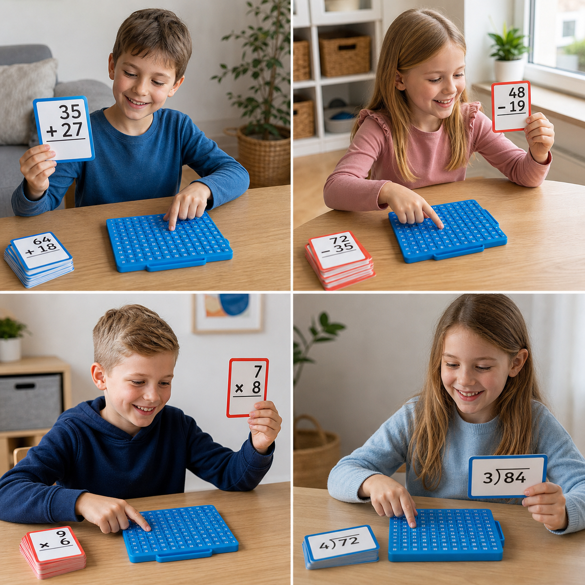 Math Learning Cards Set with Calculation Board – Addition, Subtraction, Multiplication & Division