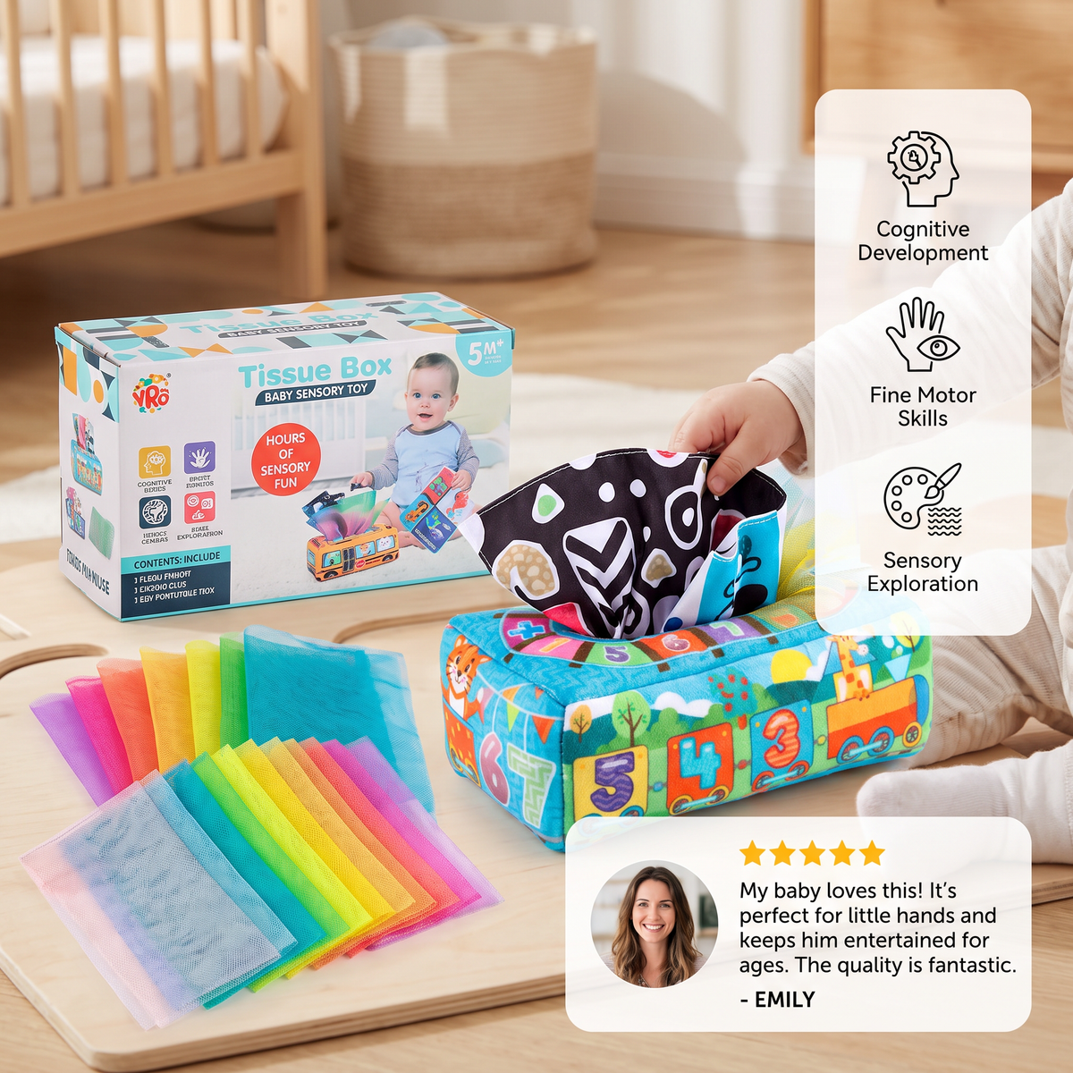 Montessori Magic Tissue Box – Sensory Learning Toy for Babies