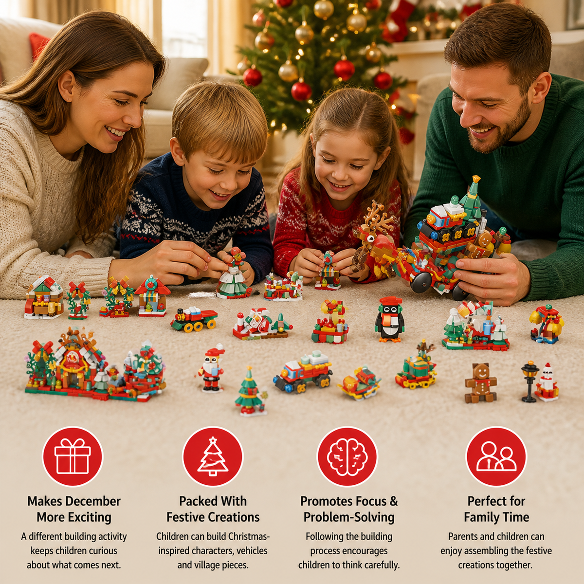 Christmas Village Building Blocks Advent Calendar for Kids
