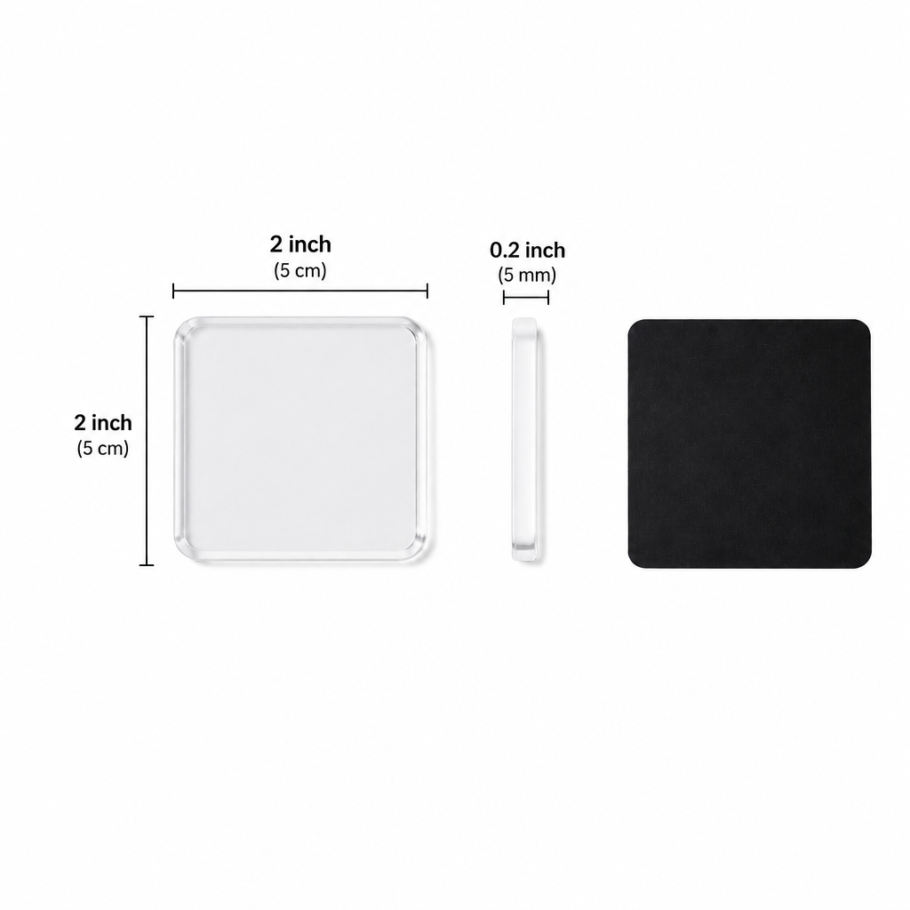 Clear Acrylic Magnetic Photo Frames with Adhesive Backing Set of 5