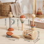 Montessori Wooden Baby Music Set – 5-Piece Sensory Rattle Toy Collection