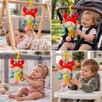 Crab Activity Toy with Pull Cord, Rattle & Teether for Babies
