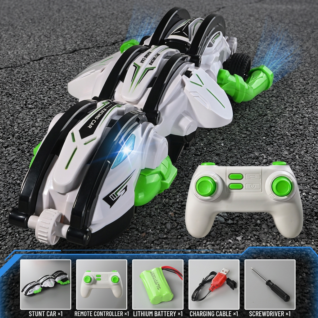 2-in-1 Remote Control Transforming Stunt Car with 360° Rotation & LED Lights