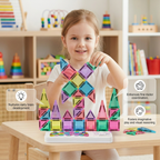 Compact Magnetic Tiles – 40-Piece Montessori Travel Set
