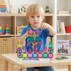 Compact Magnetic Tiles – 40-Piece Montessori Travel Set