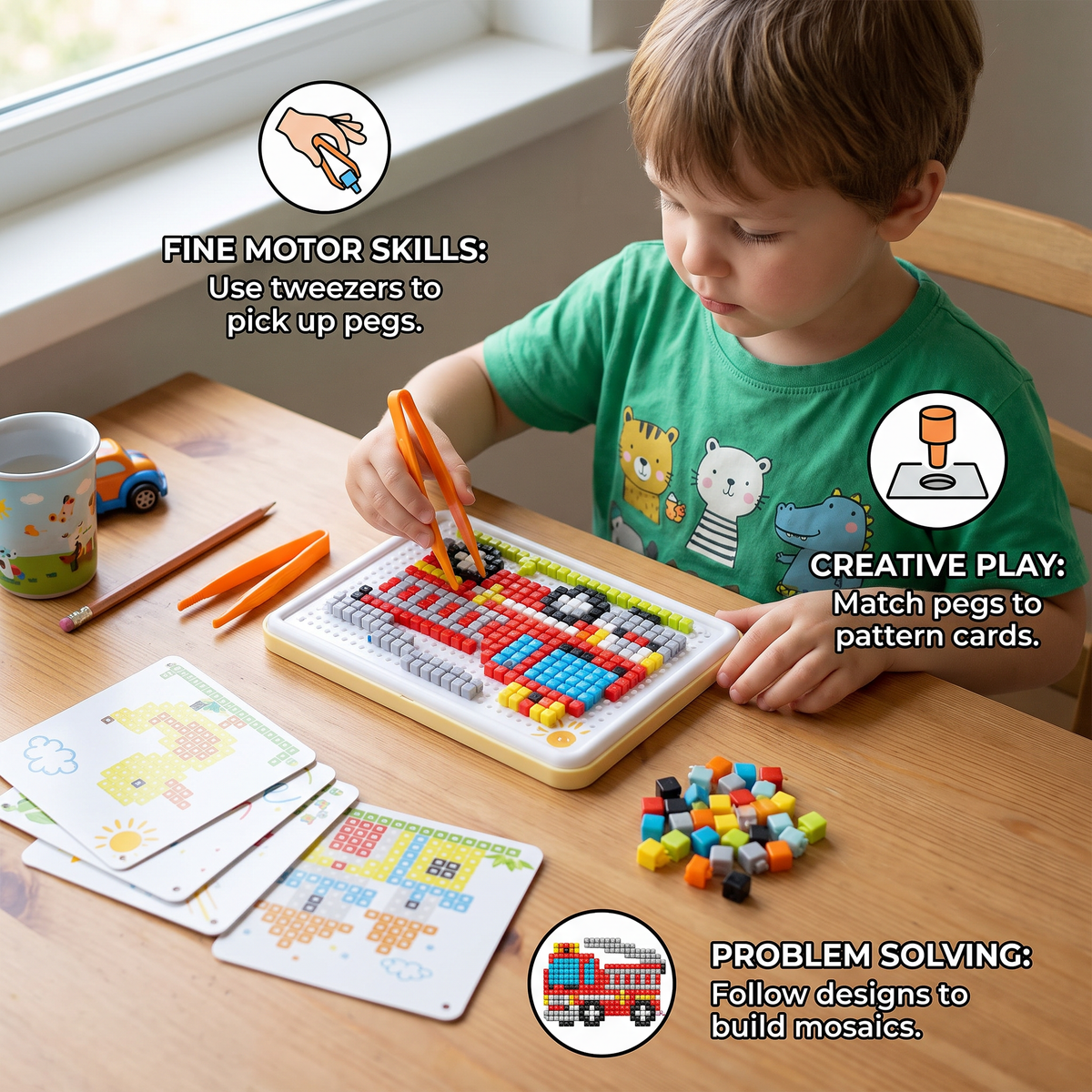 Montessori Learning Peg Mosaic Board