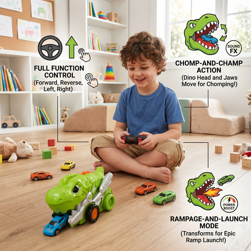 Remote Control Dino Car Chomper Truck